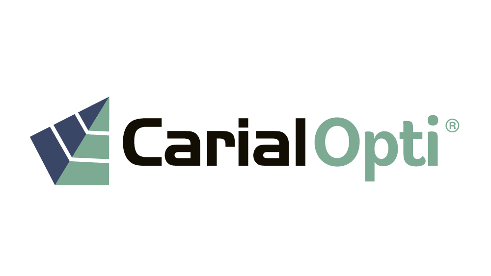 Logotipo de CarialOpti con icono geométrico azul y verde